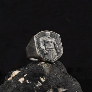 kratos ring is a piece of sterling silver jewelry inspired by mythological god of war
