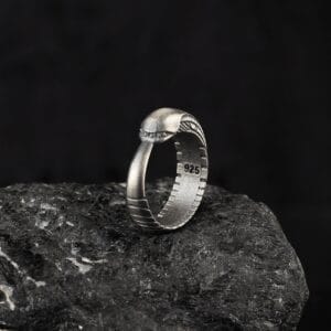 The Alien Wedding Ring is a product of high class craftsmanship and intricate designing. It's solid structure makes it a perfect piece to use as an everyday jewelry to elevate your style.