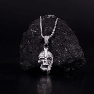 The The Warrior Skull Necklace is a product of high class craftsmanship and intricate designing. It's solid structure makes it a perfect piece to use as an everyday jewelry to elevate your style.