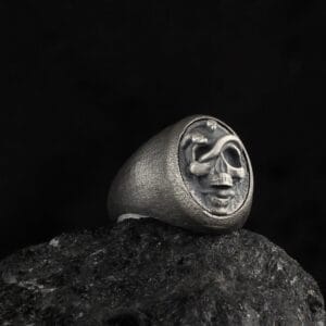 The Death Head Ring is a product of high class craftsmanship and intricate designing. It's solid structure makes it a perfect piece to use as an everyday jewelry to elevate your style. This exceptional ring is made to last and worthy of passing onto next generations.