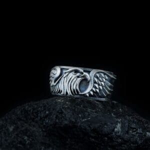 The Silver Eagle Ring is a product of high class craftsmanship and intricate designing. It's solid structure makes it a perfect piece to use as an everyday jewelry to elevate your style.
