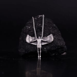 The Silver Angel Necklace is a product of high class craftsmanship and intricate designing. It's solid structure makes it a perfect piece to use as an everyday jewelry to elevate your style.