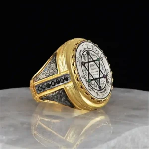 king solomon ring is a sterling silver signet ring that made for men. It is gold and rhodium plated
